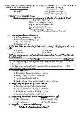 Đề kiểm tra khảo sát chất lượng học kỳ I năm học 2015-2016 môn Ngữ văn - lớp 7 - Trường THCS số 2 Gia Phú